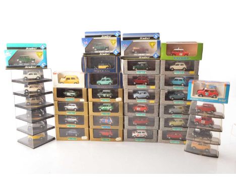 Modern Diecast Mini Coopers (38), all cased/boxed mainly 1:43 scale, private, commercial and competition, Tomica Dandy F27 Sk