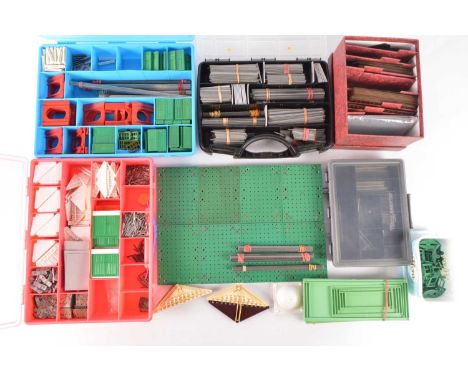 Very very large collection of mostly 1950'3 Bayko, most parts loose in five Strorage cabinets and six fruit boxes with 18 ori