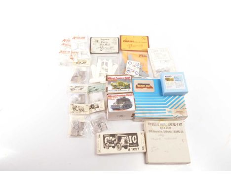WWI/WWII White Metal and Other Military Kits (19), all packaged, white metal, 1:76 scale MMS, 967 Morris truck, 964 Humber tr
