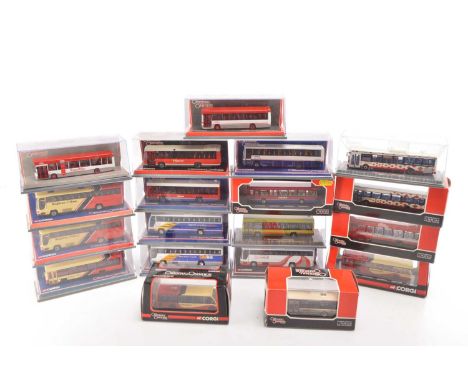 Corgi Original Omnibus Modern Single Deck Buses and Coaches (19), all cased some with card sleeves, from various regions in v