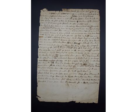 AZORES, MANUSCRIPT ACCOUNT C.1690:&nbsp;single folio sheet with manuscript to both sides, verso with bearings, vessel anchori