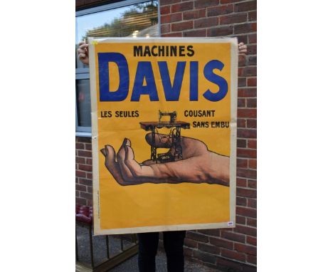SEWING MACHINES:&nbsp;'Machines Davis...Les Seules Cousant Sans Embu...': large vintage advertising poster printed in colours