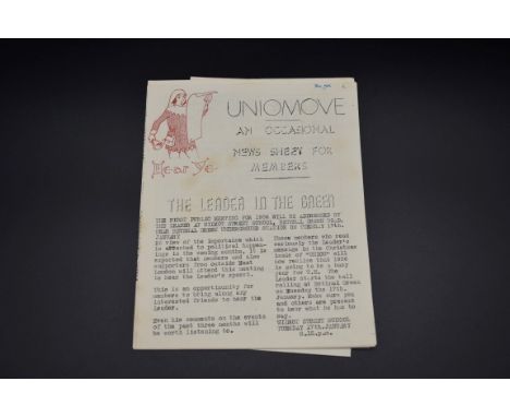 BRITISH UNION MOVEMENT:&nbsp;Uniomove: issues 1-5, Jan-June 1956, typewritten newsletter of British Union Movement, mostly be
