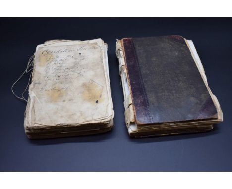 MANUSCRIPT COOKERY BOOK:&nbsp;19c handwritten book of cookery receipts, approx 120+pp with other receipts loosely inserted, m