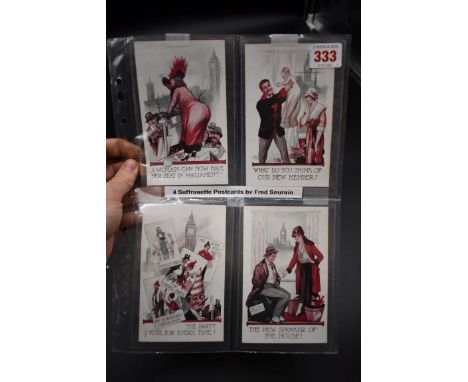 SUFFRAGETTE POSTCARDS:&nbsp;SPURGIN (Fred): 4 suffragette postcards by Fred Spurgin, published by the Art and Humour Publishi