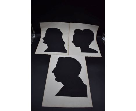 SILHOUETTES:&nbsp;ROUPELL FAMILY: three large silhouettes depicting members of the Roupell family of Chartham Park, Sussex, c