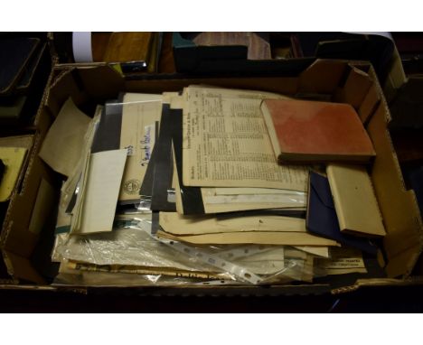 EPHEMERA AND DOCUMENTS:&nbsp;a large box, including manuscript material, printed documents and ephemera, prints and periodica