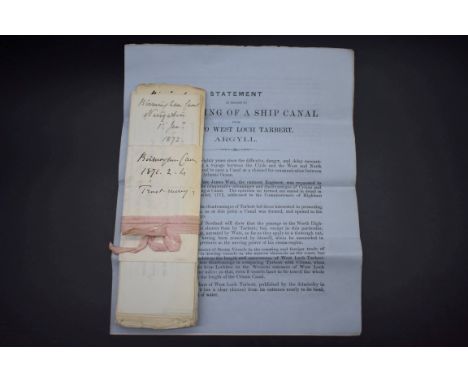 CANALS: 'Statement in regard to the making of a ship canal from East to West Loch Tarbert, Argyll..': printed proposal on blu