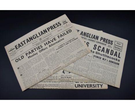 BRITISH FASCIST PARTY:&nbsp;EAST ANGLIAN PRESS AGAINST COMMUNISM: collection of 9 issues from No.1 Oct 1954 - No.9 Winter 195