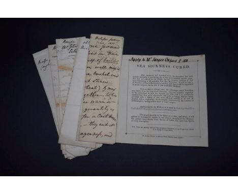 MANUSCRIPT MEDICAL RECEIPTS:&nbsp;a collection of 9 manuscript receipts including recipes for cough mixture: Mr Smith's Mixtu