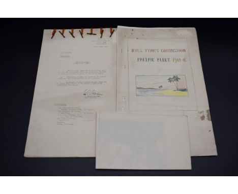 HIROSHIMA &amp; NAGASAKI:&nbsp;two typescripts, 'HMS Tyne's Commission', Pacific Fleet, 1944-46: large folding map of Yokoham