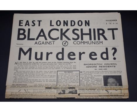 EAST LONDON BLACKSHIRT:&nbsp;collection of 18 issues from November 1954 to No.1 1957, including the 'Special Stepney Victory 
