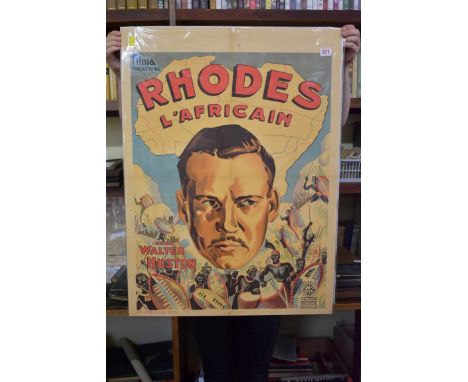 FRENCH FILM POSTERS:&nbsp;'Rhodes L'Africain', vintage colour litho film poster approx 83.5 x 61.5cm: together with another p