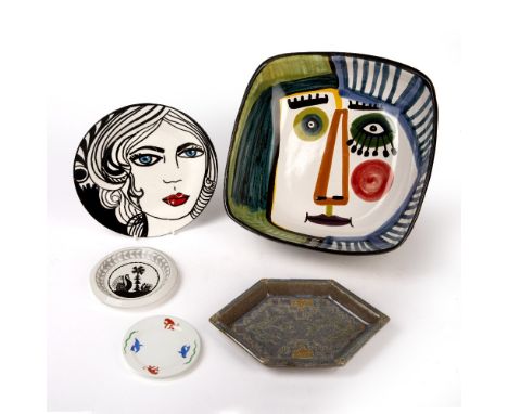 Collection of ceramics to include:  Alice Lenkiewicz 'Myra' painted plate, dated 2011, 19cm across, Don Corleone pottery, Tao