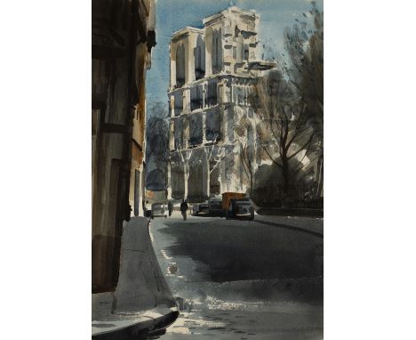 R Johnston (20th Century School)  'Untitled street scene' watercolour, signed lower left, 51cm x 34cm   Provenance: 'James Bo