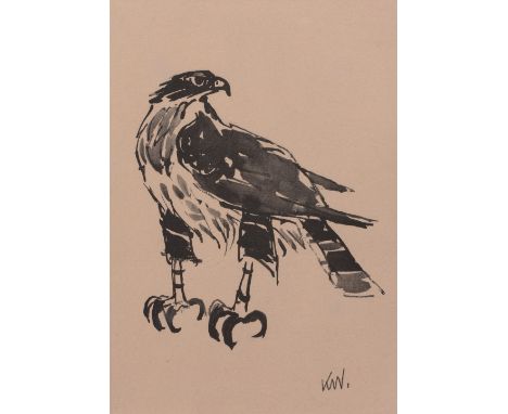 Kyffin Williams (1918-2006) 'Young buzzard No 1' print, from the Tegfryn Art Gallery, Menai Bridge exhibition catalogue, Octo