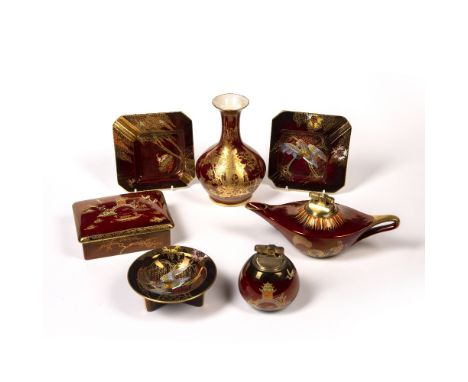 Carltonware Rouge Royale  Collection of pieces to include 'Mikado' patterned vase, with early W &amp; R stamp to base, 17cm h