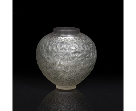 René Lalique (1860-1945)  'Boule de gui'' globular glass vase, 'R. Lalique, France' etched to the base, 17cm high 