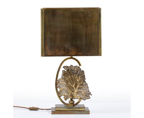 Attributed to Maison Charles  table lamp, circa 1960, filigree base in the form of coral, with stepped rectangular base and b