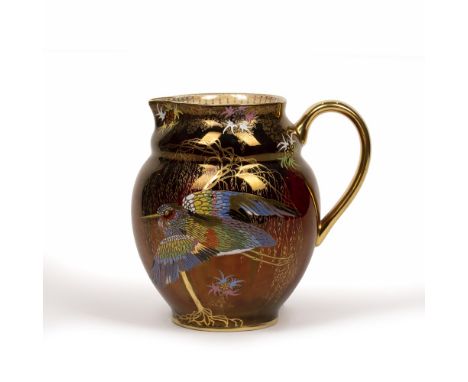 Carltonware Rouge Royale  'Sketching Bird' jug, printed script marks to base, 20cm high 