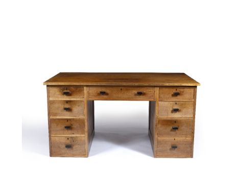 Art Deco  Walnut kneehole desk, unsigned, 143cm x 72cm x 81cm 