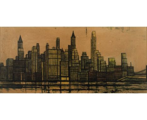 Bernard Buffet (1928-1999)  'New York skyline' print, 35cm x 76cm