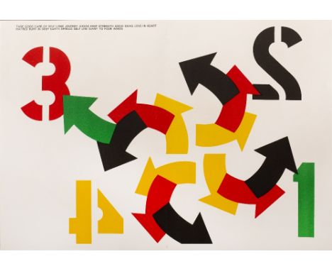 Robert Indiana (1928-2018)  'Four Winds' lithograph with vertical fold from 'One Cent Life' unframed, 41cm x 58cm 