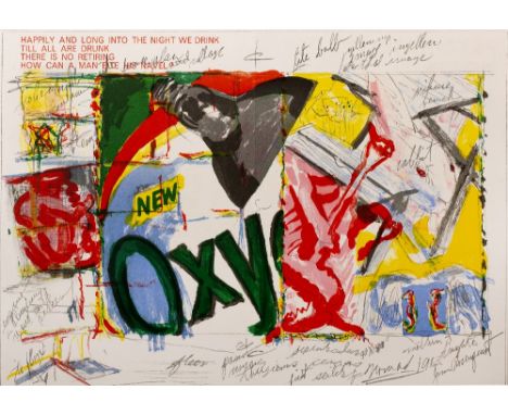 James Rosenquist (1933-2017)  'New Oxy' lithograph with vertical fold from 'One Cent Life' unframed, 41cm x 58cm 