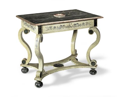 A William &amp; Mary pine and paint-decorated table, circa 1690 and laterPossibly originally painted and the paint subsequent