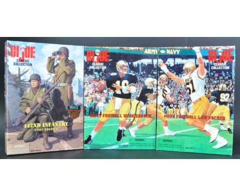 A collection of x3 vintage 1990's (1998) Kenner made GI Joe Classic Collection action figures comprising; 81478 Army Football