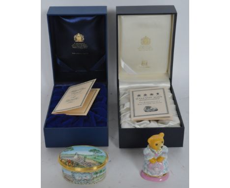 Two vintage 20th century Halcyon Days pieces to include&nbsp; a Halycon Days Enamels Wedding March musical box and a Halycon 