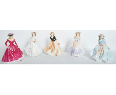 A collection of vintage 20th century bone china Royal Worcester lady figurines. To include several figures from the Les Petit
