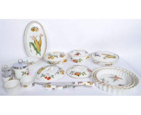 A collection of vintage 20th century ceramic Royal Worcester Evesham wares having polychrome decoration of fruit. Makers mark