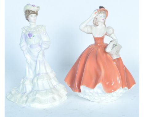 A pair of vintage 20th century limited edition Coalport bone china figurines to include Louisa at Ascot as part of the Golden