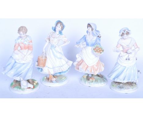 Royal Worcester - Old Country Ways - A collection of four Royal Worcester bone china lady figurines as part of the Old Countr