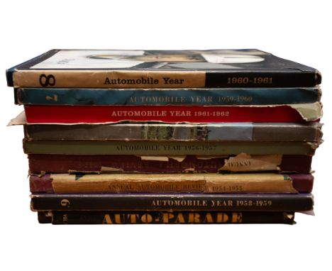 Automobile Year, Nos. 4, 5, 6, 7, 8 &amp; 9, 1957-62, five in worn dust-jackets; Annual Automobile Review, 1955 &amp; 1956 Ed