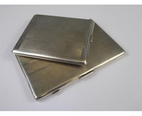 A Silver Cigarette Case, Birmingham hallmark dated 1946, mm Harman Bros, engine turned with gilt interior, approx wt 201 gms,