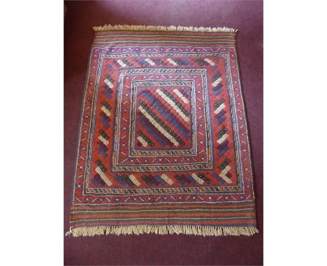 A Persian Woollen Carpet, approx 160 x 125 cms, of geometric design.