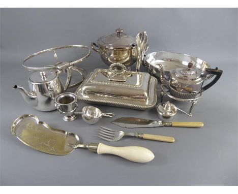 A Quantity of Silver Plate, including a Louis plate ice-bucket and cover, bud vase, plated tureen and cover, two tea pots, fi