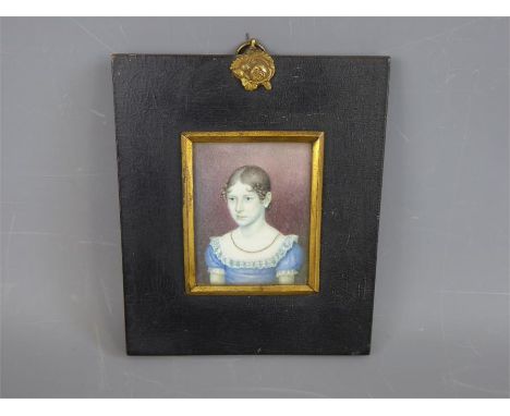 A 19th Century Portrait Miniature of a young girl, label to verso reads "Elizabeth Cheeseborough as a Child", born 1813 marri