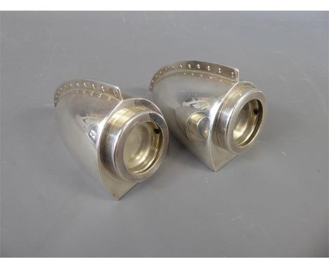 Italian Silver Ettore Bugatti Objet d' Art, stamped 925, approx 364 gms, both take the form of a vintage Bugatti boat tail.&n