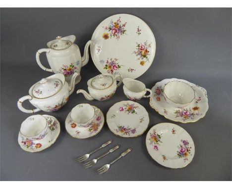 Crown Derby 'Derby Posies' Tea and Coffee Set, comprising tea pot, coffee pot, miniature tea pot, milk jug, creamer, sugar bo