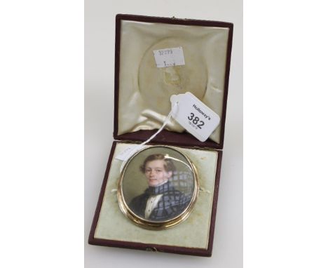 Anton Hahnisch a 19th century oval portrait miniature on ivory of a gentleman in black frock coat and stock, signed 'Hahnisch