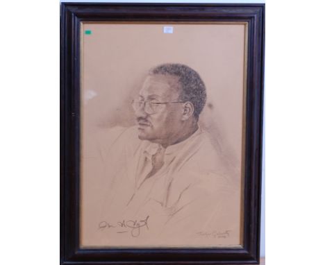 Jocelyn Galsworthy - Portrait of Clive Lloyd, pastel and pencil, signed and dated 2004 lower right, framed and glazed, 87.5 x