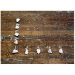 Mel Bochner, 5 Stones / 4 Spaces, 1972, Stones and chalk on floor Size determined by installation, ,