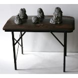 David Ireland - Untitled (Refrigerator Table), c. 1989, Cement and Steel, Dimensions: 35” x 41” x 24