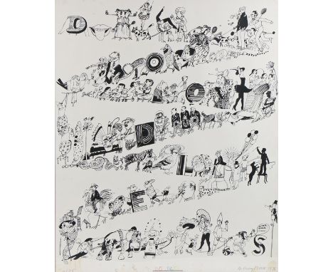 Anthony Moore (20th Century) Doodles, pencil signed and dated 1976 print, numbered 4/25, 51cm x 62cm