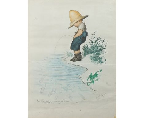 Gleson? "Ne buveys jamais d'eau", print housed in a glazed birds eye maple veneered frame, the print 30cm x 39cm