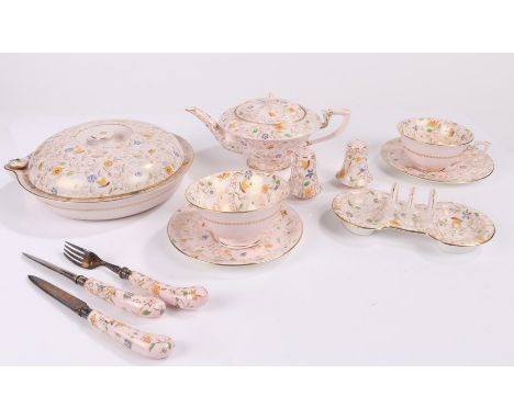 Royal Worcester porcelain, make Specially for Asprey's, to include two peppers, a rack, cup and saucer, sugar bowl, two knive