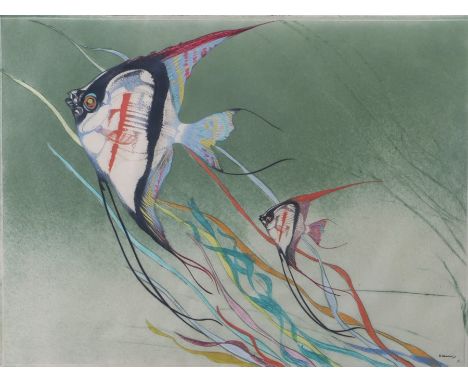 Wikens? tropical fish amongst weed, limited edition print, signed/titled indistinctly in pencil to the mount and numbered 9/1